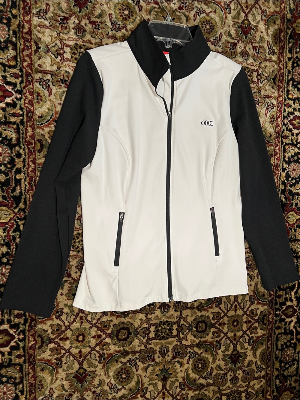 Audi Women's Two-Tone Zip Front Performance Jacket - White/Black Large